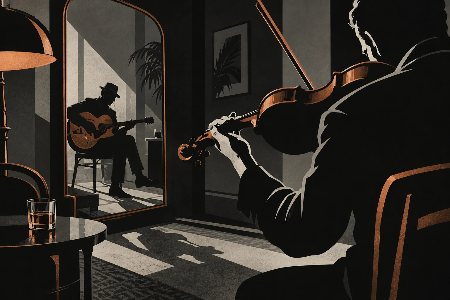 Original noir graphic illustration editorial illustration for Bricktop
