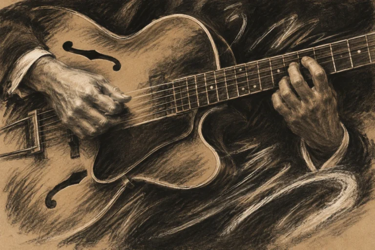 Original charcoal editorial illustration for Dinette