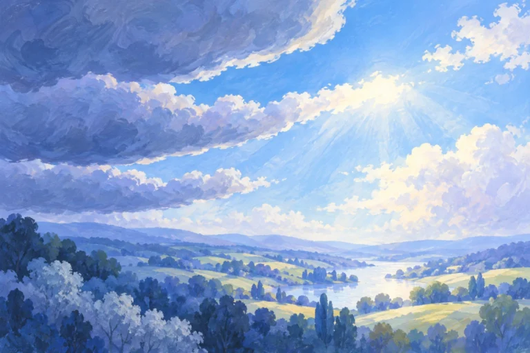 Original editorial illustration for Blue Skies: ascending open planes.