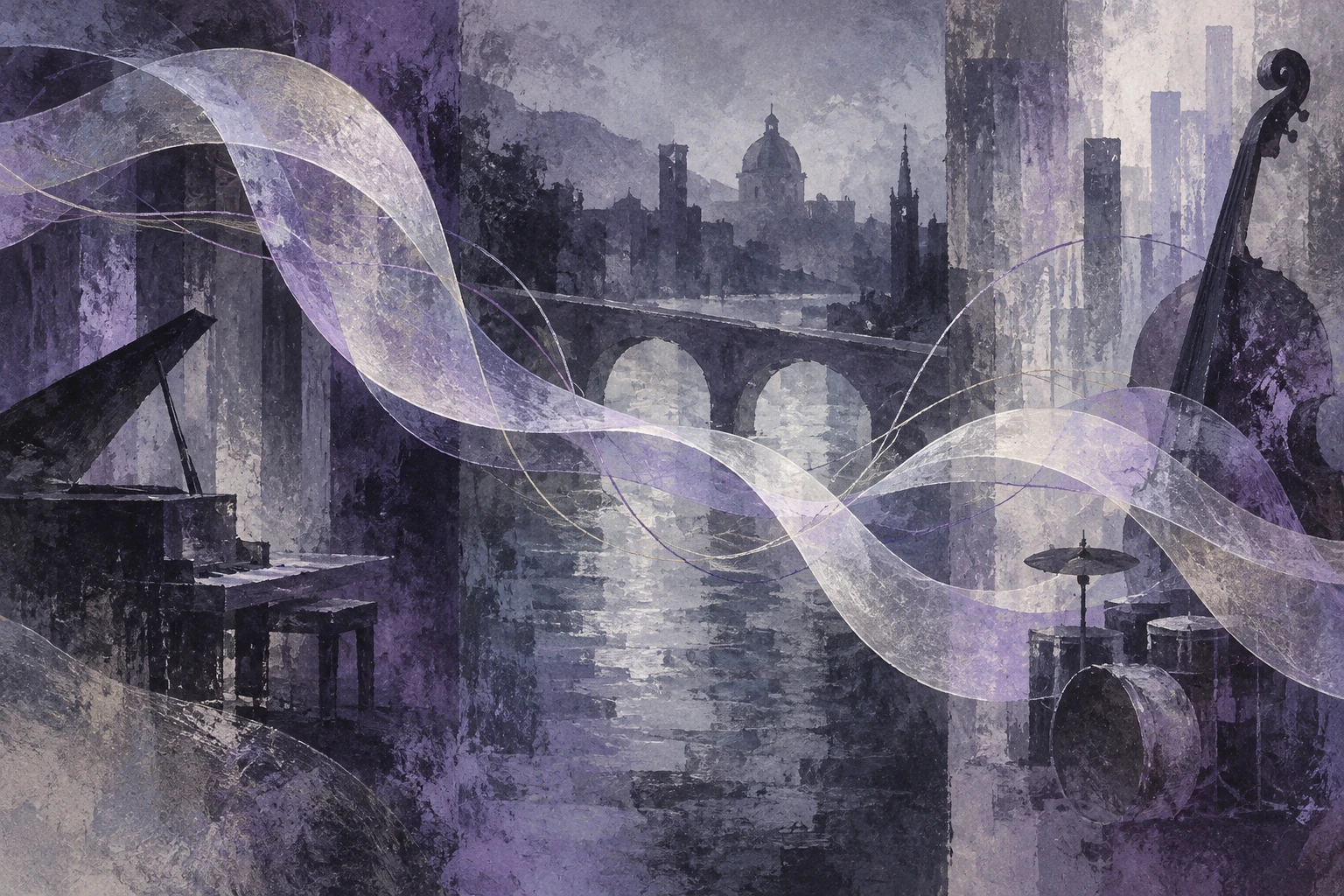 Original editorial illustration for Body And Soul: interwoven offset ribbons.