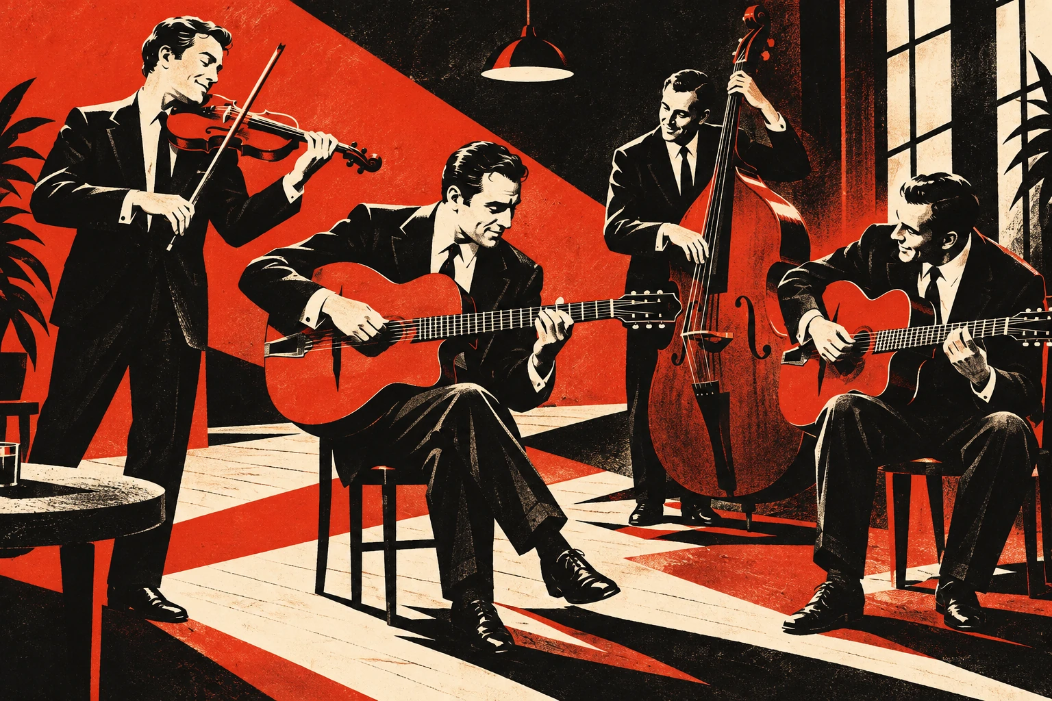 Original editorial illustration for China Boy: opposing diagonals.