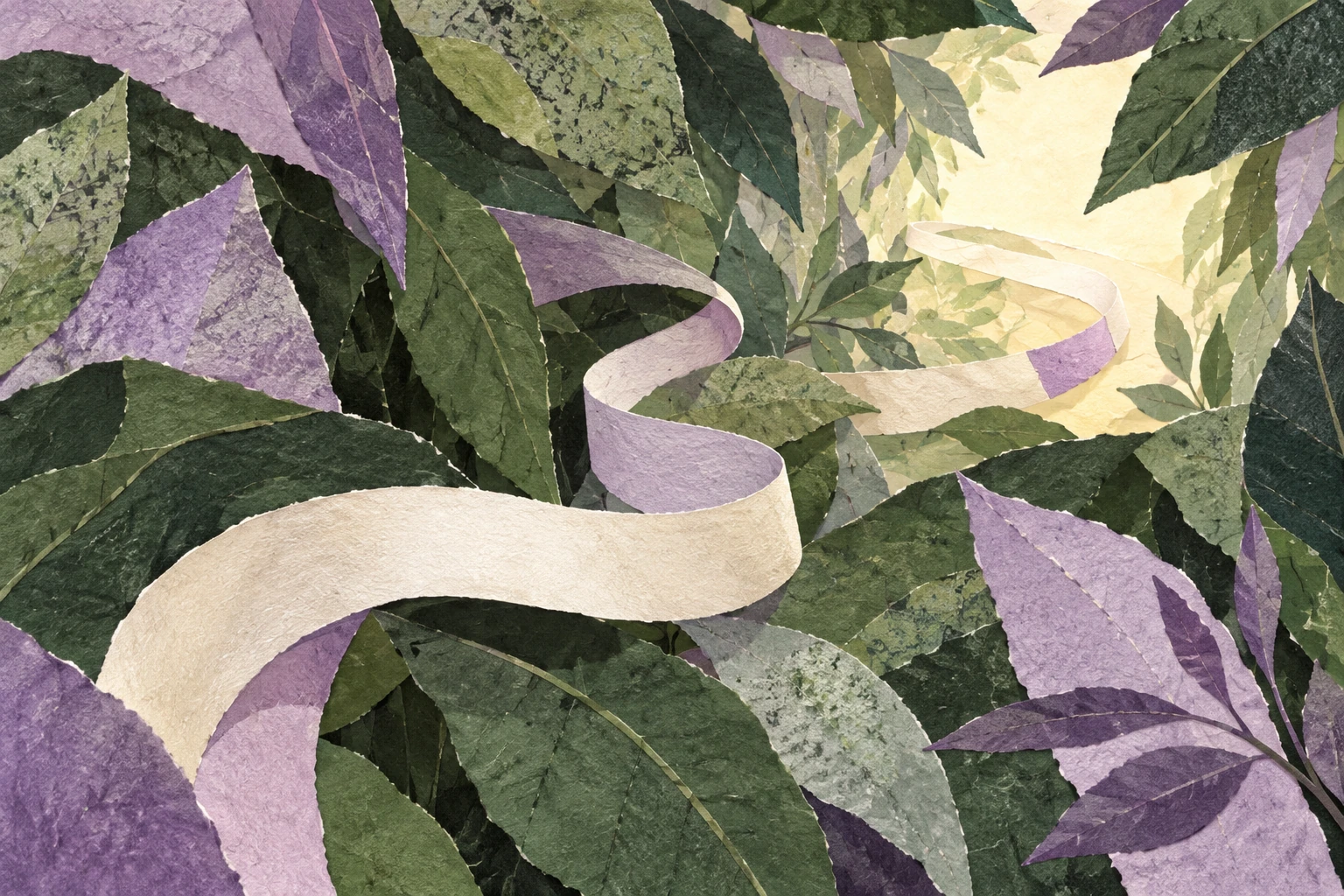 Original editorial illustration for Insensiblement: softly bending overlapping stream.