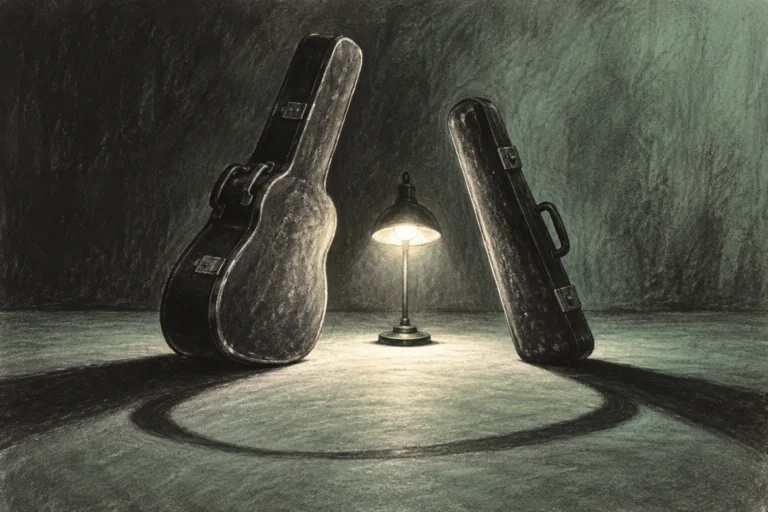Original editorial illustration for It Had To Be You: paired objects across long shadow.