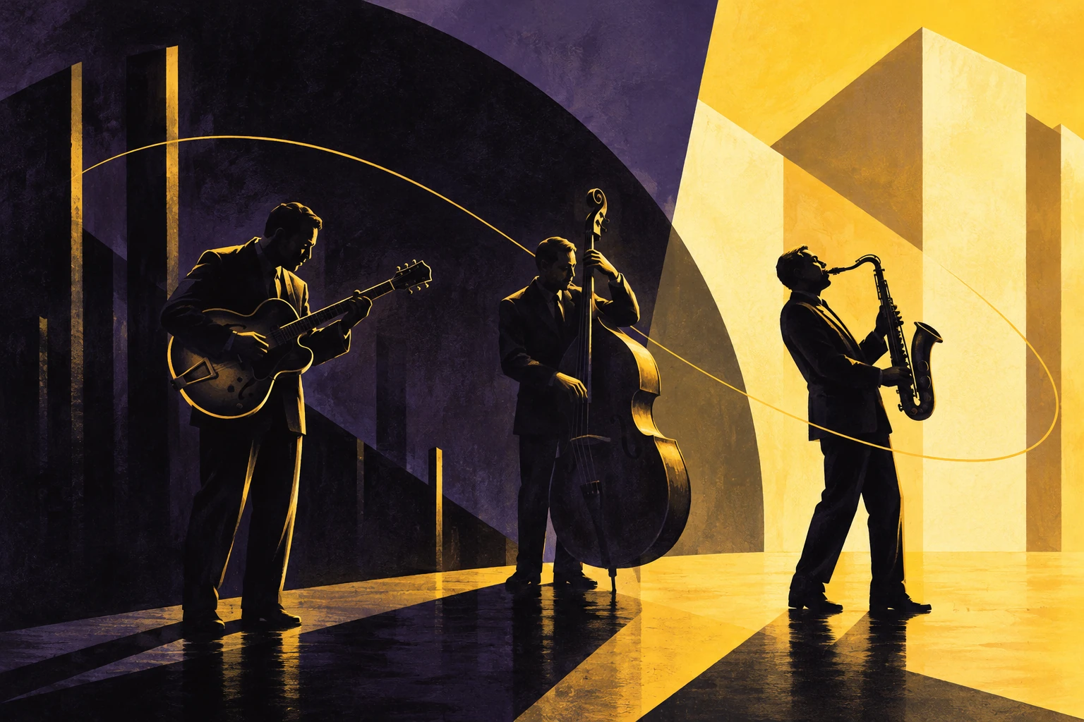 Original editorial illustration for Night and Day: interlocking day and night fields.