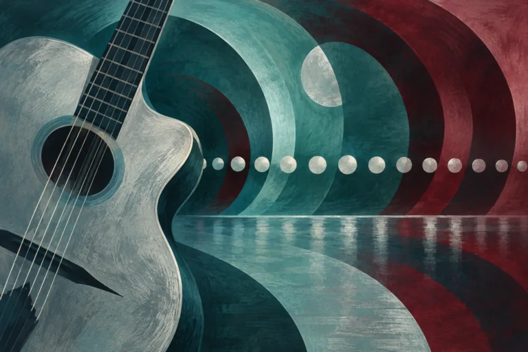 Original editorial illustration for Troublant Bolero: measured repeated pulses with inward turn.