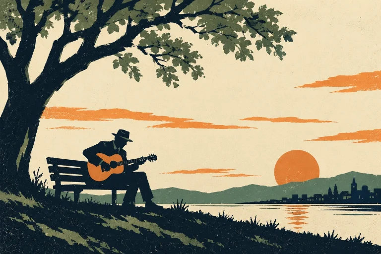Original jazz serigraph illustration for solitude